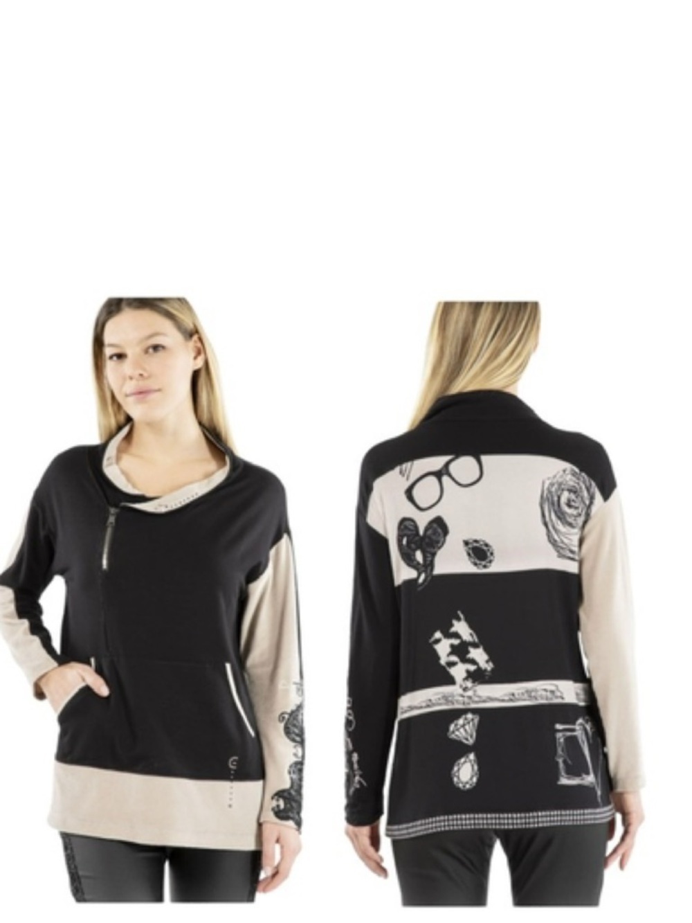 Elisa Cavaletti Lace Embellished Beads L Embroidery Pullover Top Pockets Boho